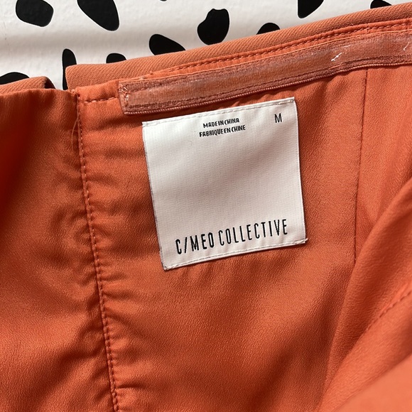 C/Meo Strapless Cropped Orange Foldover Collar Top - Picture 5 of 8